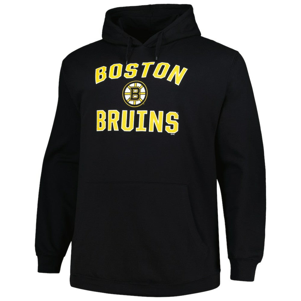 NHL Boston Bruins Profile Big & Tall Arch Over Logo Pullover Hoodie - Black