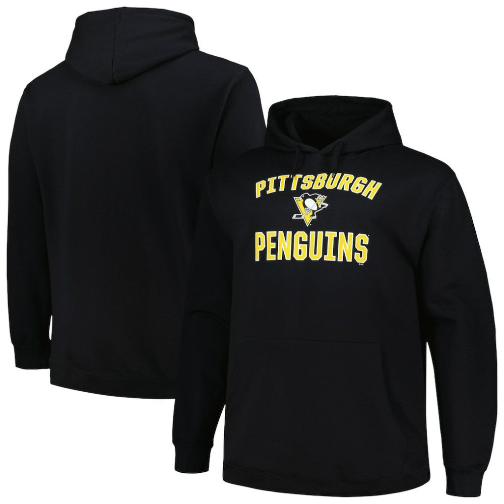 NHL Pittsburgh Penguins Profile Big & Tall Arch Over Logo Pullover Hoodie - Black