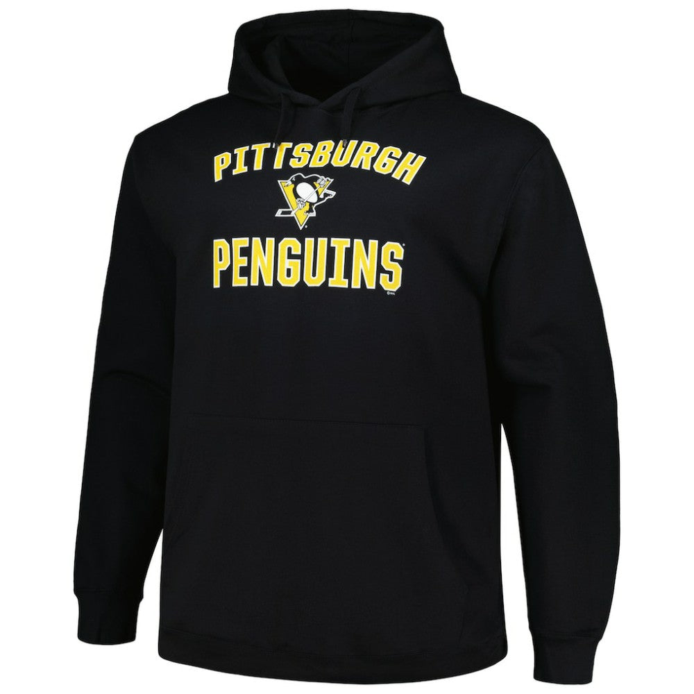 NHL Pittsburgh Penguins Profile Big & Tall Arch Over Logo Pullover Hoodie - Black
