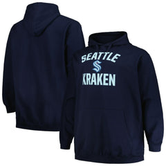 NHL Seattle Kraken Profile Big & Tall Arch Over Logo Pullover Hoodie - Deep Sea Blue