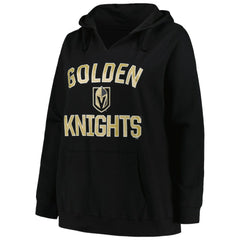 NHL Vegas Golden Knights Profile Women's Plus Size Arch Over Logo Pullover Hoodie - Black