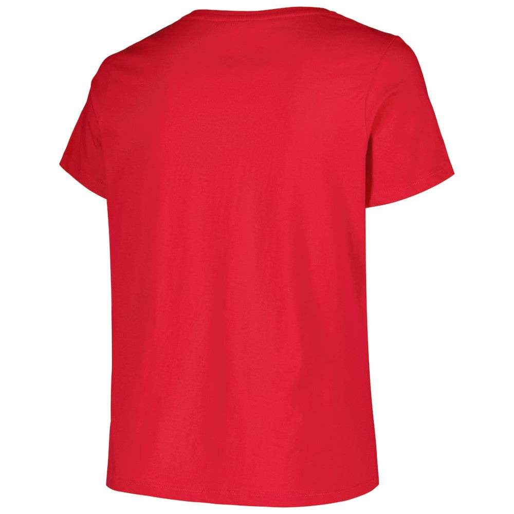 NHL New Jersey Devils Profile Women's Plus Size Arch Over Logo T-Shirt - Red