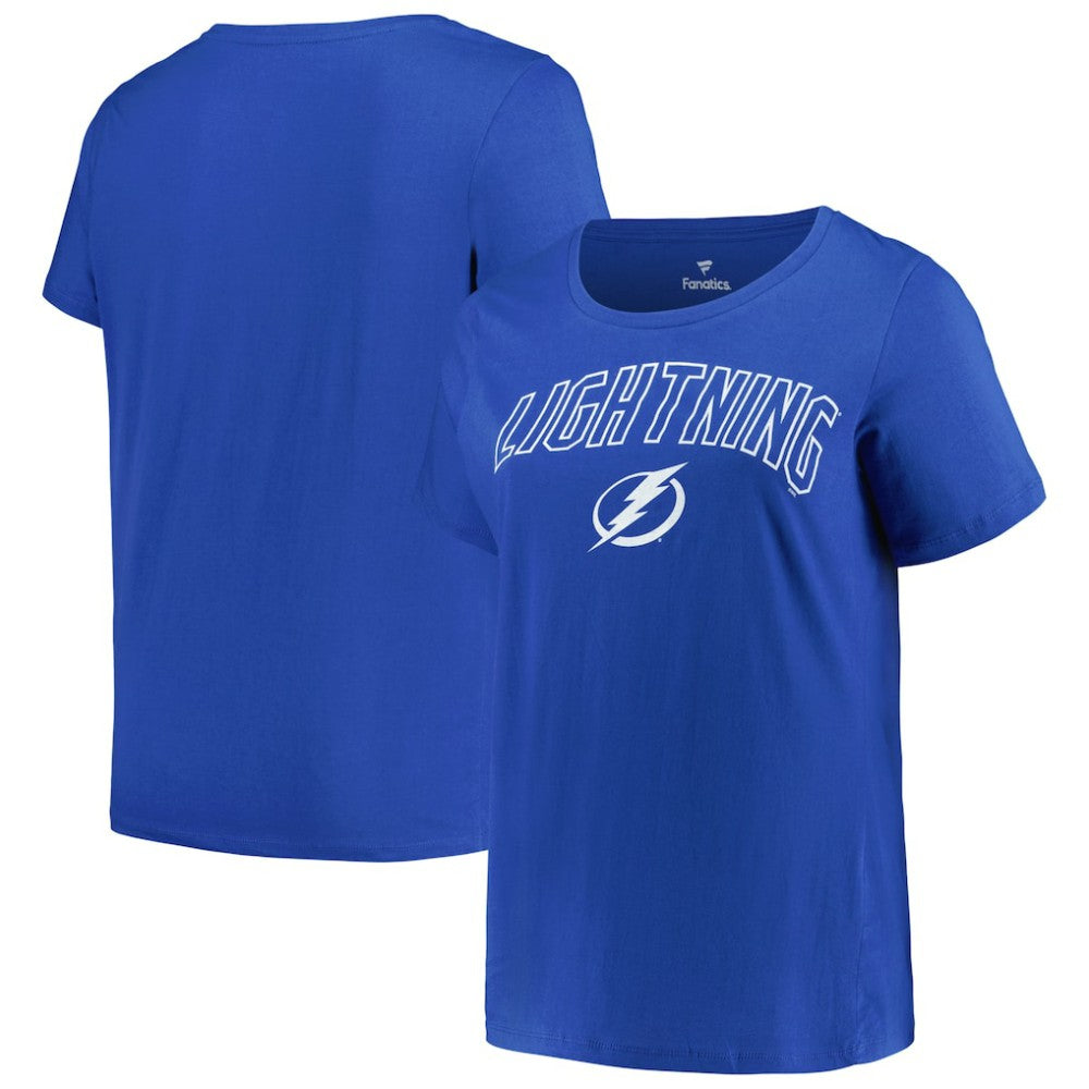 NHL Tampa Bay Lightning Profile Women's Plus Size Arch Over Logo T-Shirt - Blue