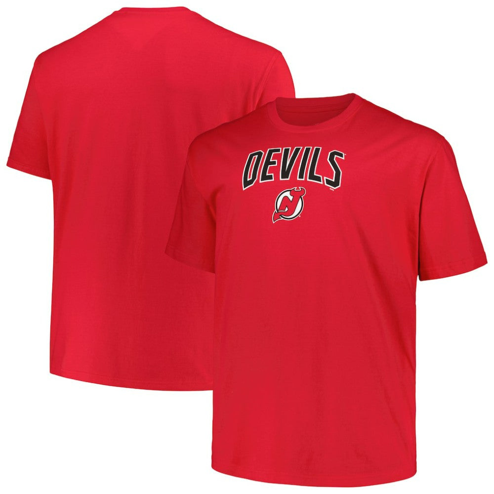 NHL New Jersey Devils Profile Big & Tall Arch Over Logo T-Shirt - Red