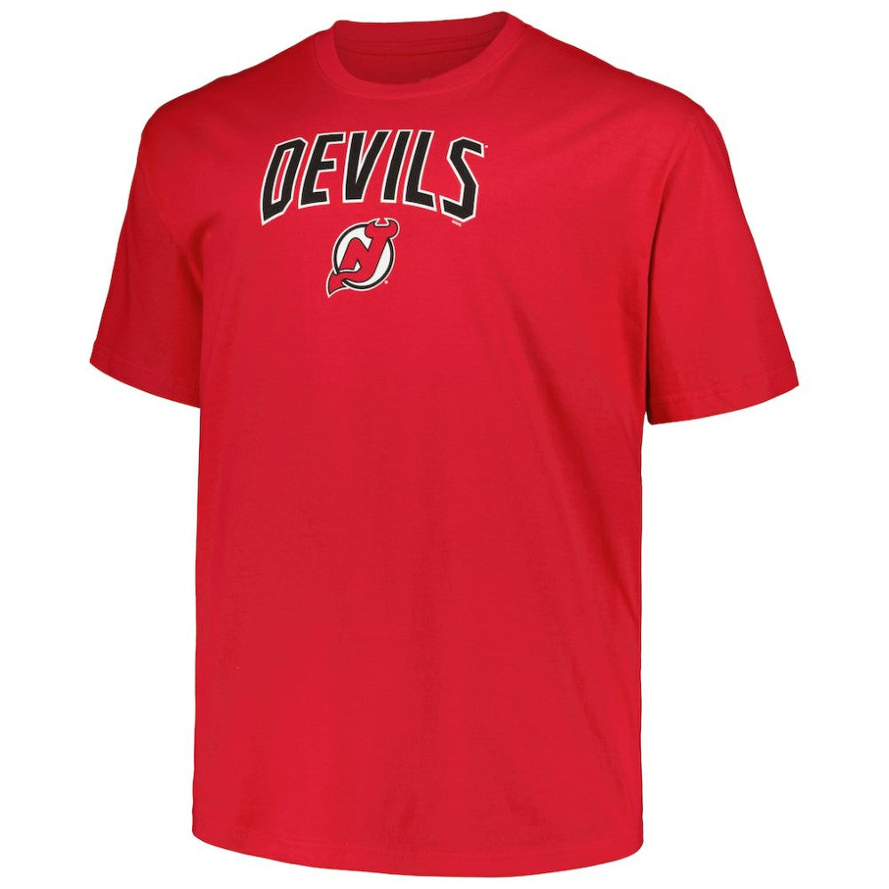 NHL New Jersey Devils Profile Big & Tall Arch Over Logo T-Shirt - Red