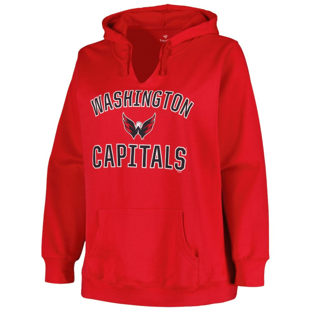 NHL Washington Capitals Profile Women's Plus Size Arch Over Logo Pullover Hoodie - Red