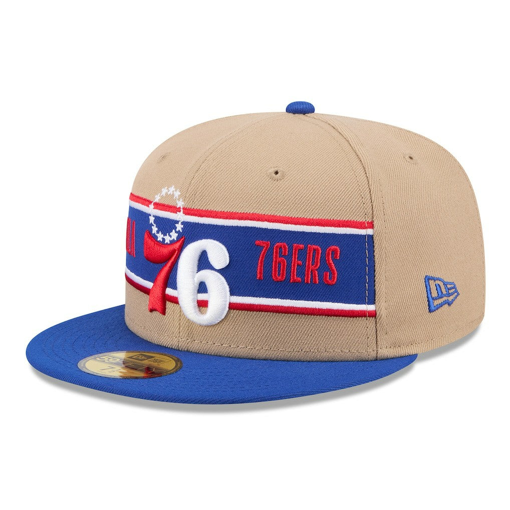 Philadelphia 76ers 2024 NBA Draft 59FIFTY Fitted Hat Tan/Royal