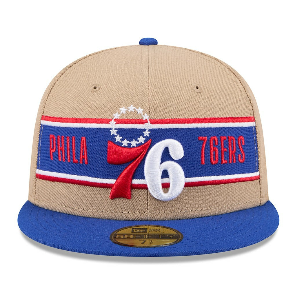 Philadelphia 76ers 2024 NBA Draft 59FIFTY Fitted Hat Tan/Royal