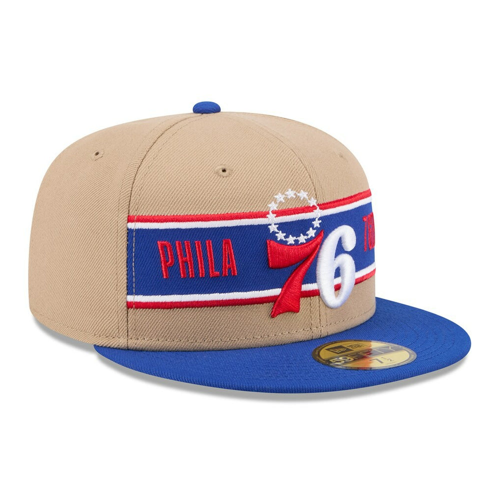 Philadelphia 76ers 2024 NBA Draft 59FIFTY Fitted Hat Tan/Royal