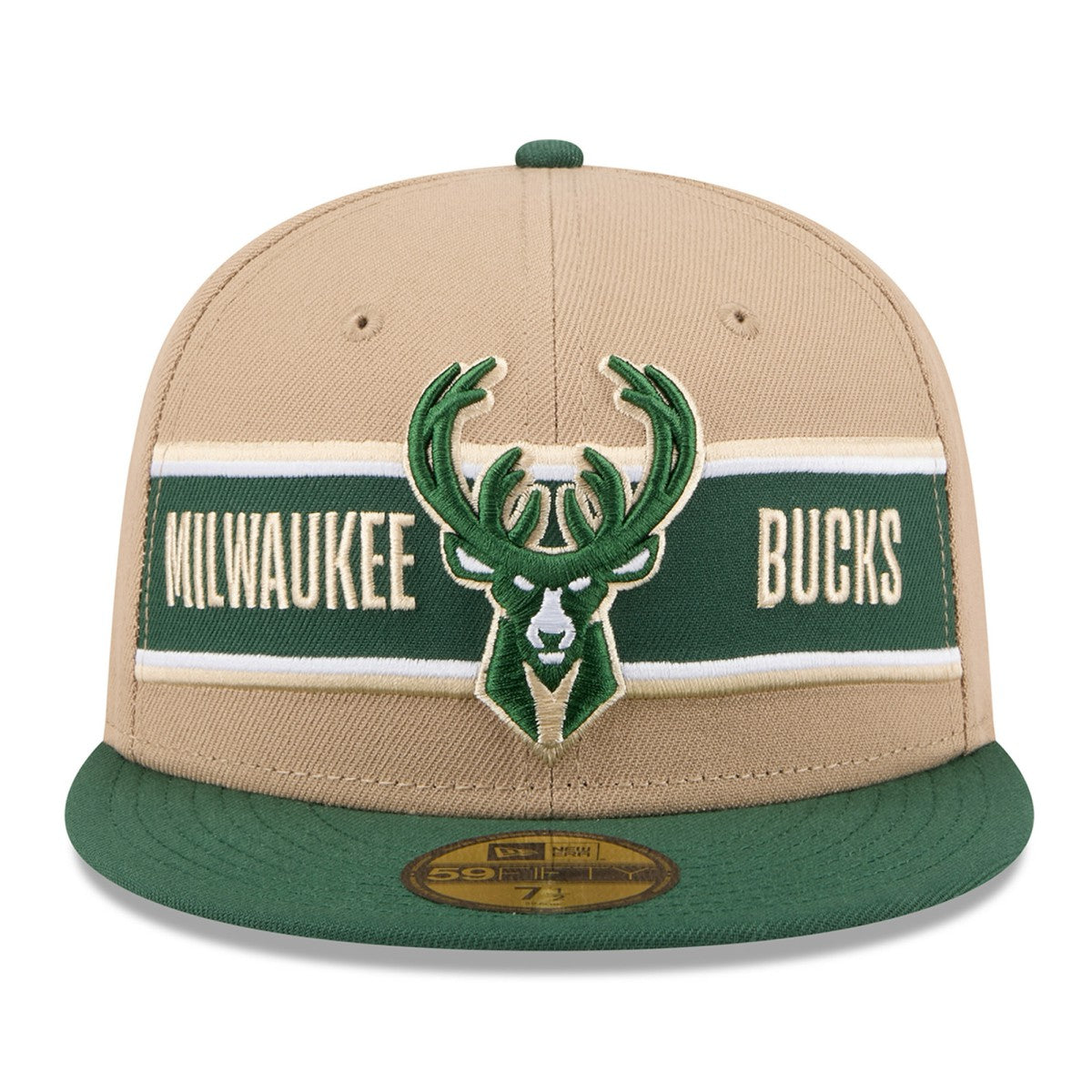 Milwaukee Bucks 2024 NBA Draft 59FIFTY Fitted Hat Tan/Hunter Green