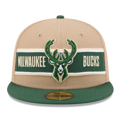 Milwaukee Bucks 2024 NBA Draft 59FIFTY Fitted Hat Tan/Hunter Green