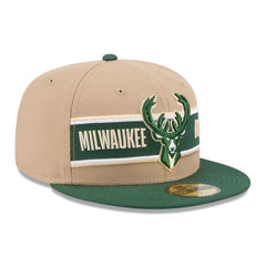 Milwaukee Bucks 2024 NBA Draft 59FIFTY Fitted Hat Tan/Hunter Green