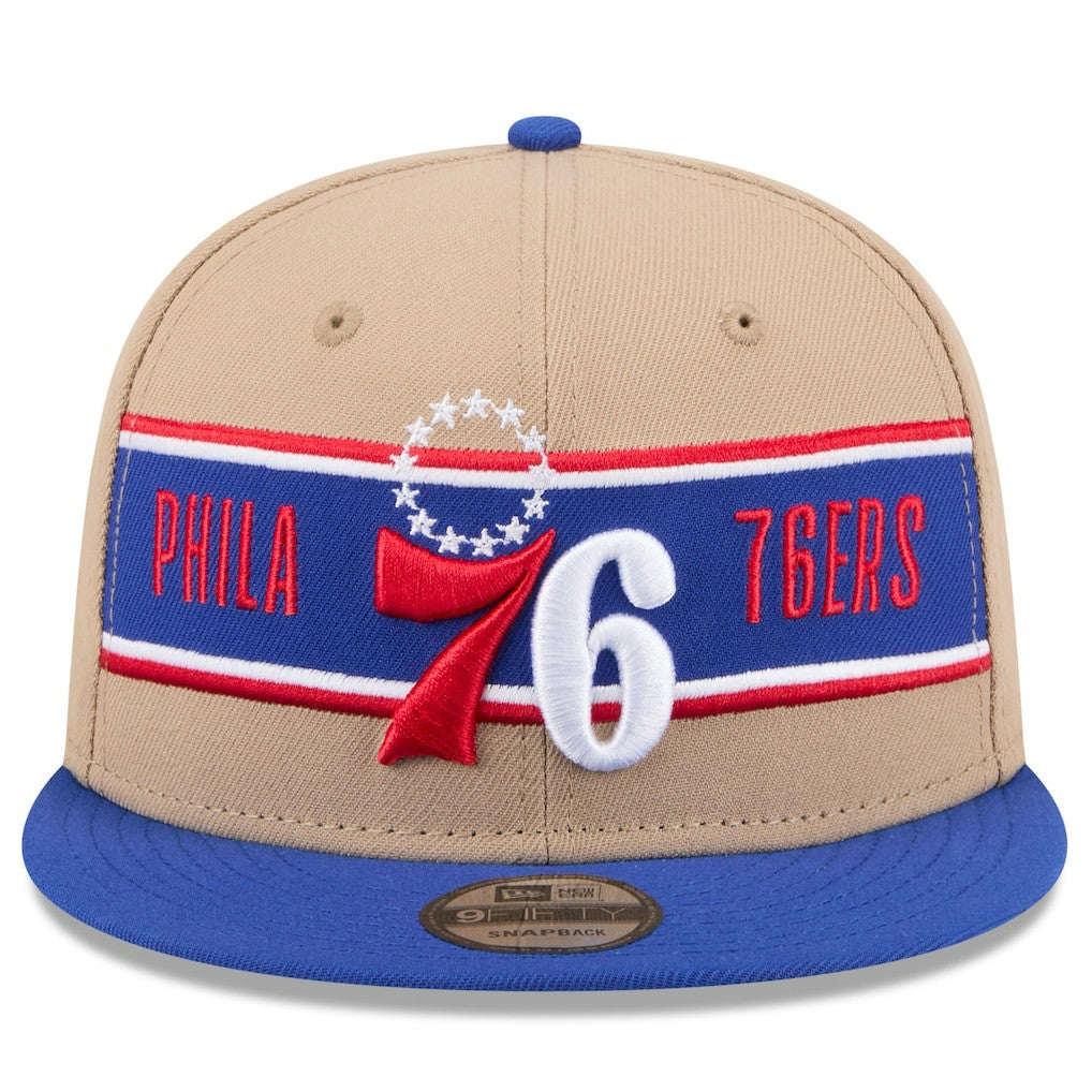 Philadelphia 76ers 2024 NBA Draft 9FIFTY Snapback Hat Tan/Royal