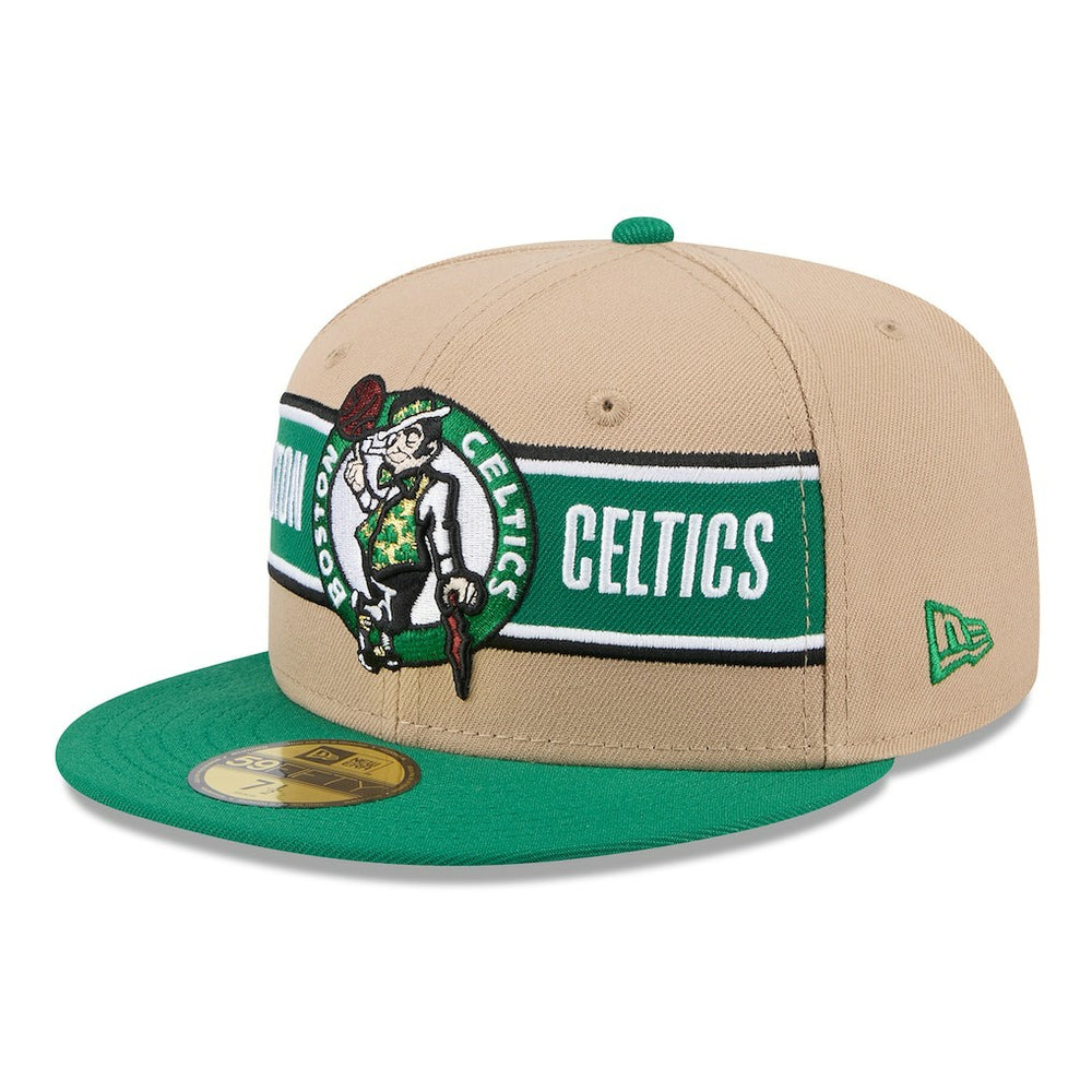 Boston Celtics 2024 NBA Draft 59FIFTY Fitted Hat Tan/Kelly Green