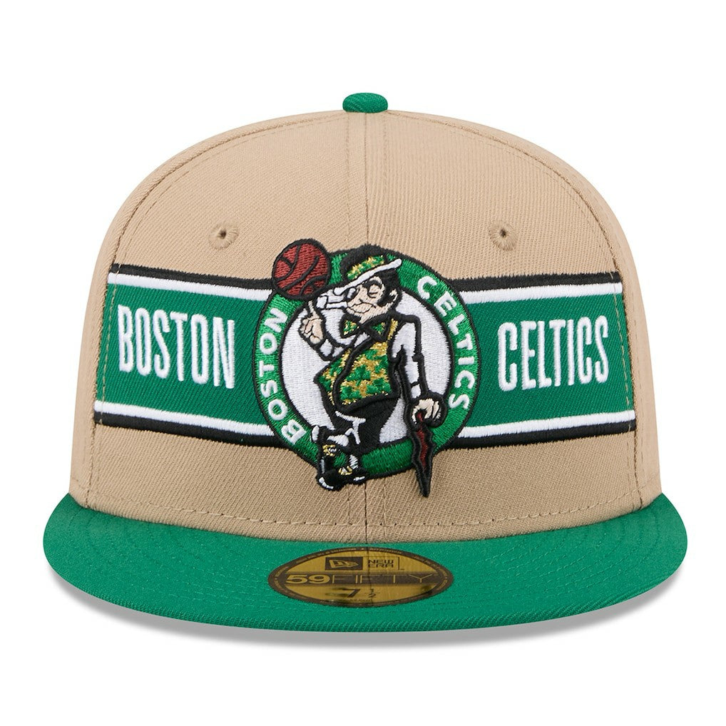 Boston Celtics 2024 NBA Draft 59FIFTY Fitted Hat Tan/Kelly Green