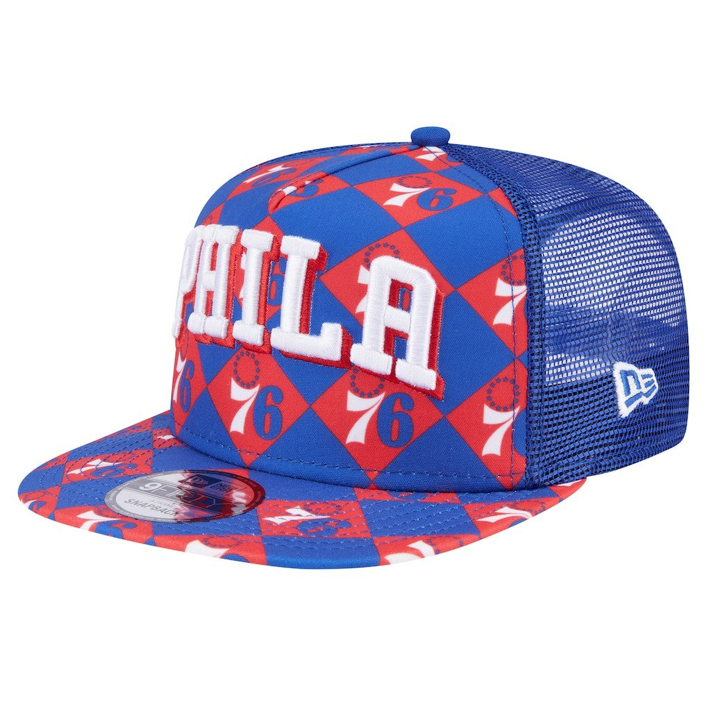 Philadelphia 76ers Seeing Diamonds A-Frame Trucker 9FIFTY Snapback Hat Royal
