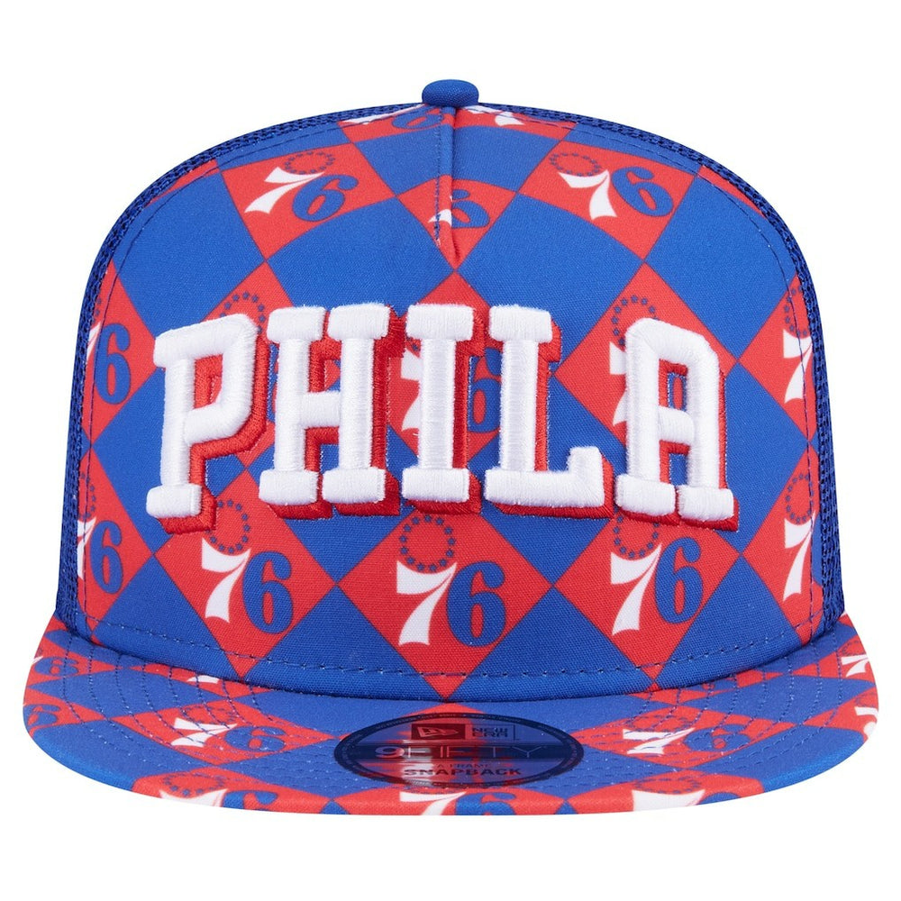 Philadelphia 76ers Seeing Diamonds A-Frame Trucker 9FIFTY Snapback Hat Royal
