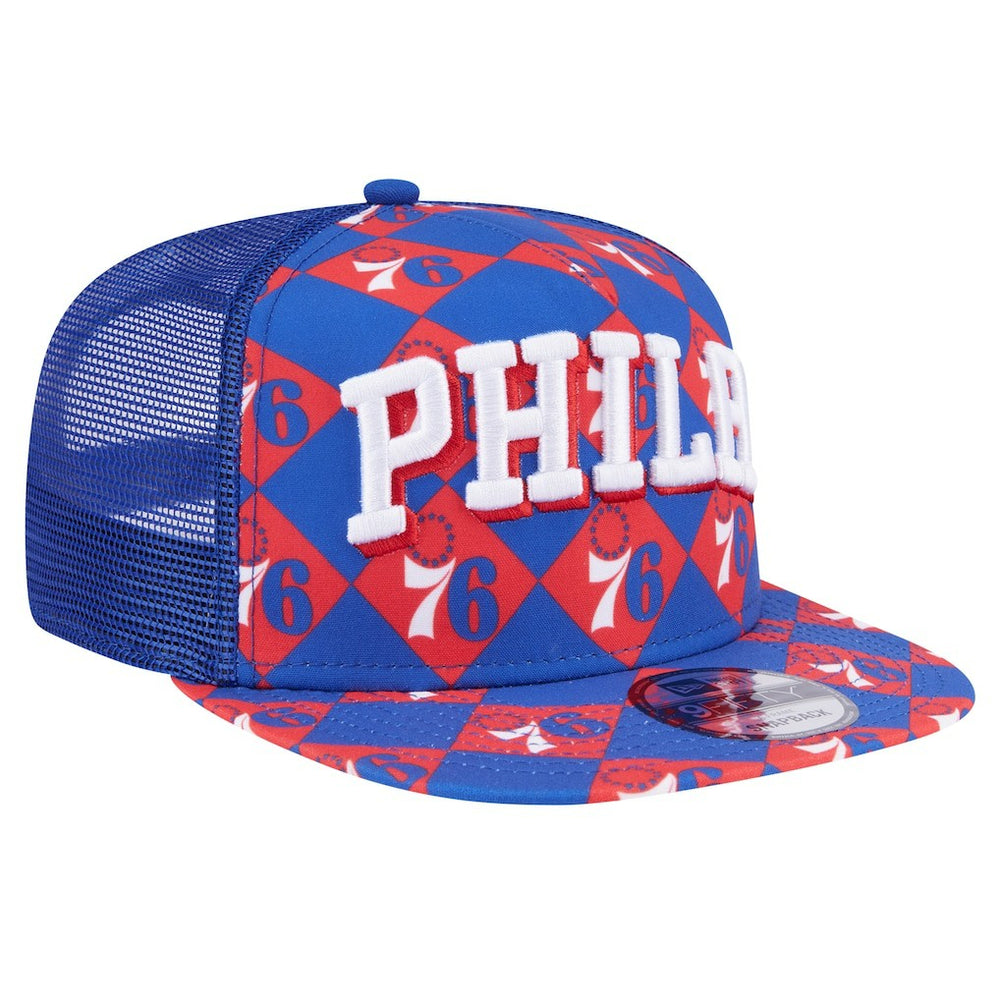 Philadelphia 76ers Seeing Diamonds A-Frame Trucker 9FIFTY Snapback Hat Royal
