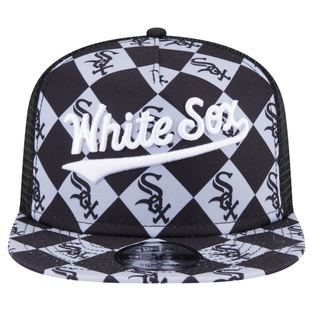 Chicago White Sox New Era Seeing Diamonds A-Frame Trucker 9FIFTY Snapback Hat - Black Hats