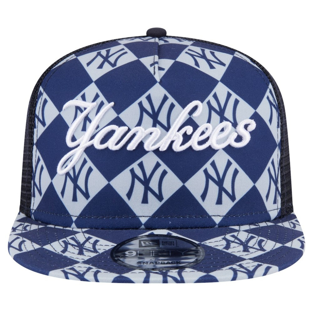 New York Yankees New Era Seeing Diamonds A-Frame Trucker 9FIFTY Snapback Hat - Navy Hats
