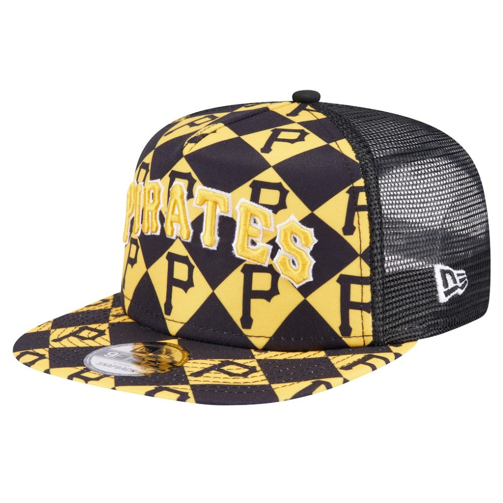 Pittsburgh Pirates New Era Seeing Diamonds A-Frame Trucker 9FIFTY Snapback Hat - Black Hats