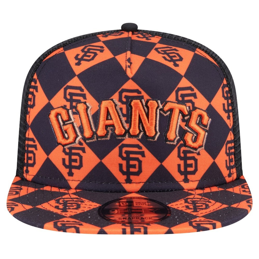 San Francisco Giants New Era Seeing Diamonds A-Frame Trucker 9FIFTY Snapback Hat - Black Hats
