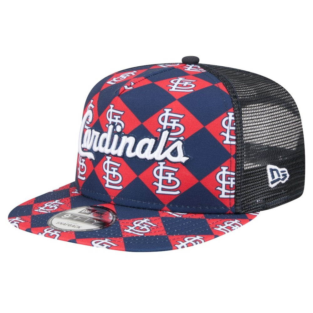 St. Louis Cardinals New Era Seeing Diamonds A-Frame Trucker 9FIFTY Snapback Hat - Navy Hats