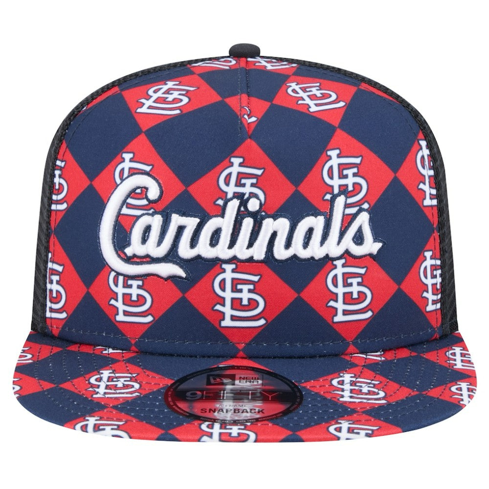 St. Louis Cardinals New Era Seeing Diamonds A-Frame Trucker 9FIFTY Snapback Hat - Navy Hats