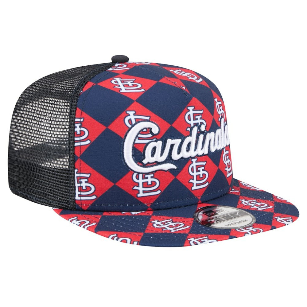 St. Louis Cardinals New Era Seeing Diamonds A-Frame Trucker 9FIFTY Snapback Hat - Navy Hats