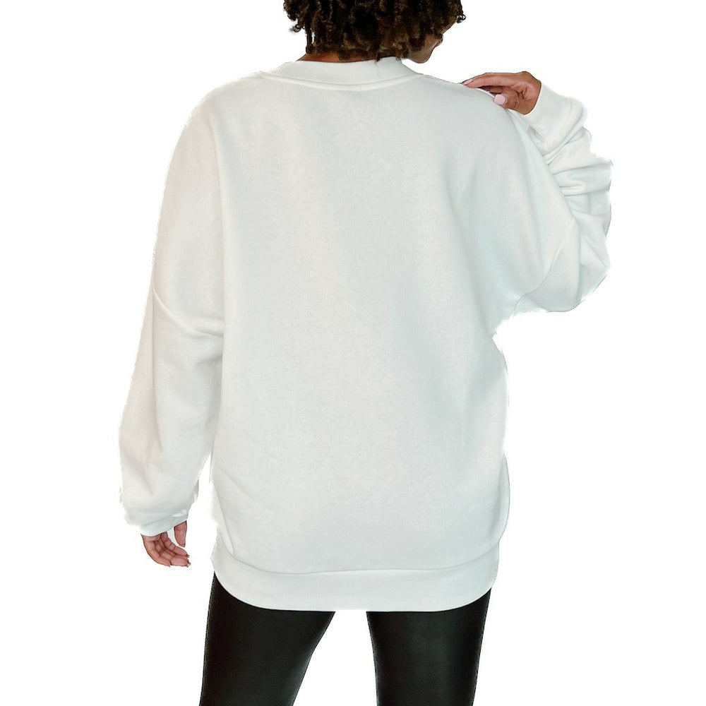 Buffalo Bills Gameday Couture Women's Just Go With It Oversized Long Sleeve Crewneck Sweatshirt – White