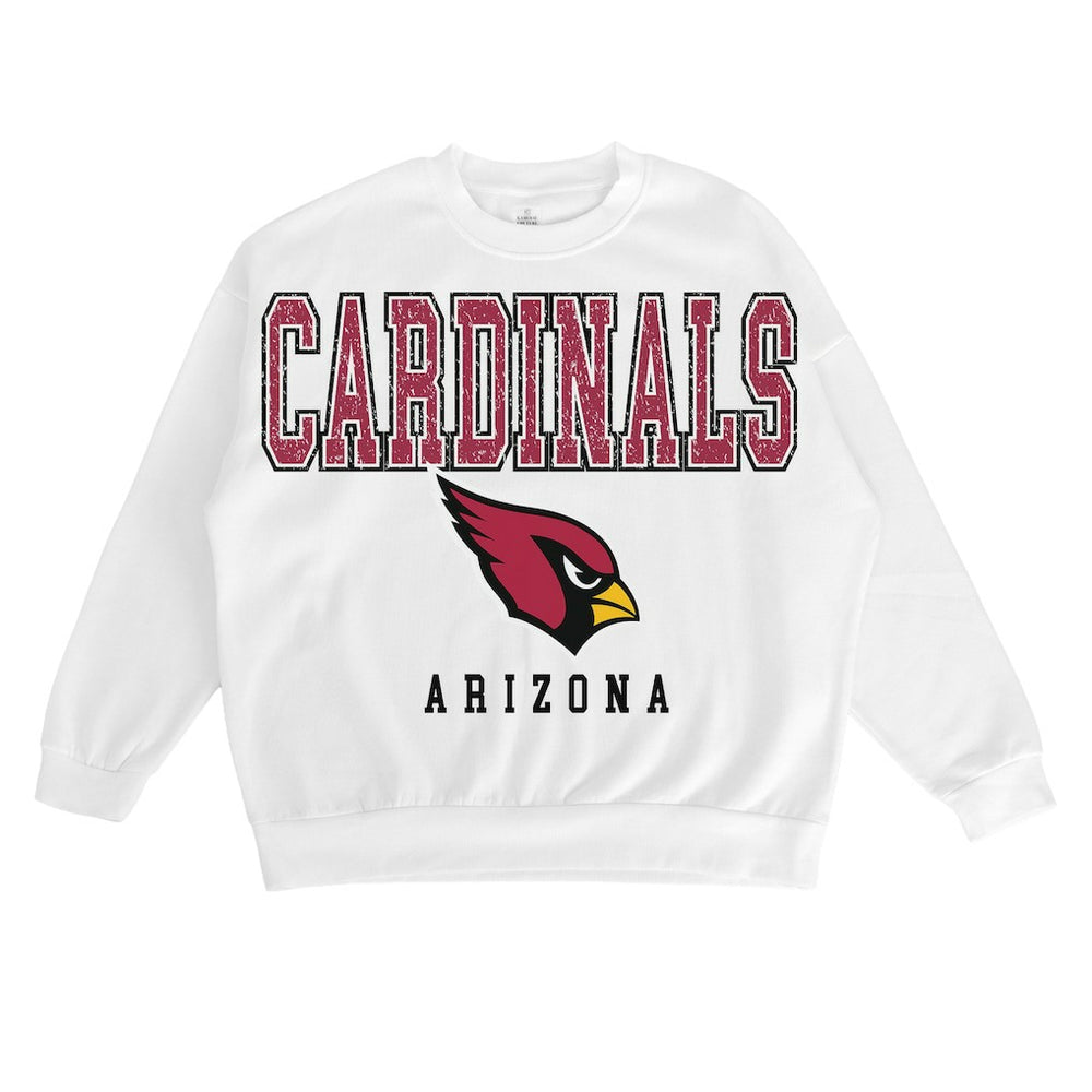 Arizona Cardinals Gameday Couture Women's Sunday Drives Oversized Crewneck Pullover Sweatshirt – White
