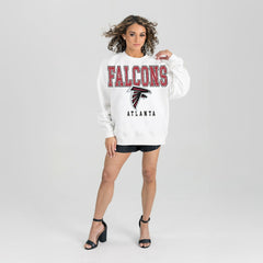 Atlanta Falcons Gameday Couture Women's Sunday Drives Oversized Crewneck Pullover Sweatshirt – White