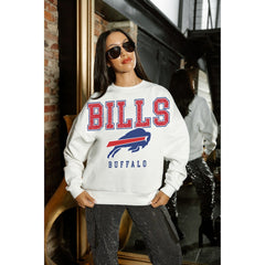 Buffalo Bills Gameday Couture Women's Sunday Drives Oversized Crewneck Pullover Sweatshirt – White