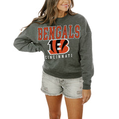 Cincinnati Bengals Gameday Couture Women's Oversized Bring The Energy Pullover Sweatshirt – Charcoal