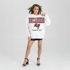 Tampa Bay Buccaneers Gameday Couture Women's Sunday Drives Oversized Crewneck Pullover Sweatshirt – White