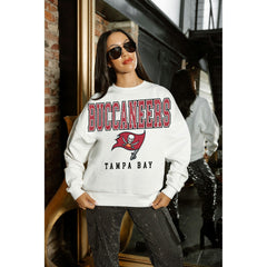 Tampa Bay Buccaneers Gameday Couture Women's Sunday Drives Oversized Crewneck Pullover Sweatshirt – White