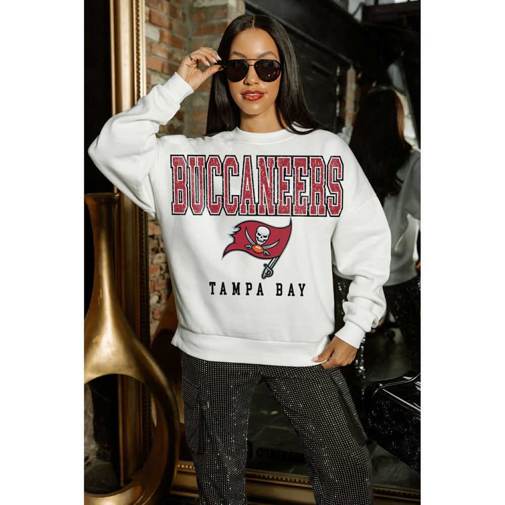 Tampa Bay Buccaneers Gameday Couture Women's Sunday Drives Oversized Crewneck Pullover Sweatshirt – White