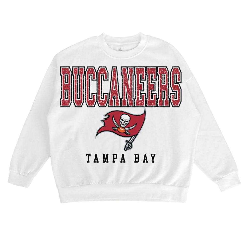 Tampa Bay Buccaneers Gameday Couture Women's Sunday Drives Oversized Crewneck Pullover Sweatshirt – White