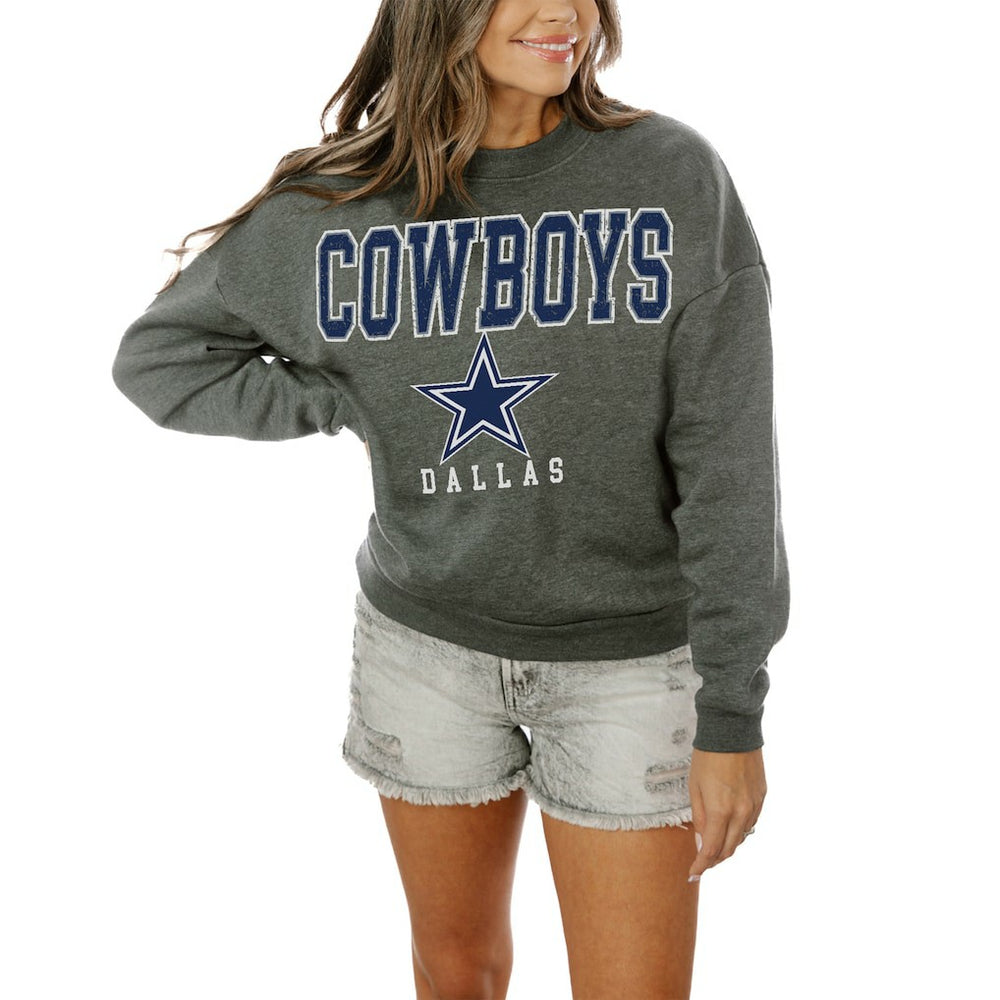 Dallas Cowboys Gameday Couture Women's Oversized Bring The Energy Pullover Sweatshirt – Charcoal