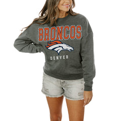 Denver Broncos Gameday Couture Women's Oversized Bring The Energy Pullover Sweatshirt – Charcoal