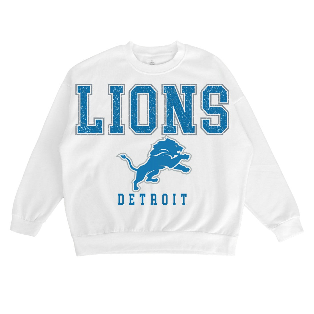 Detroit Lions Gameday Couture Women's Sunday Drives Oversized Crewneck Pullover Sweatshirt – White