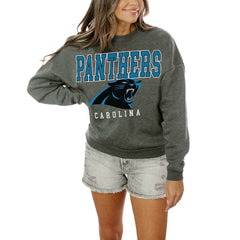 Carolina Panthers Gameday Couture Women's Oversized Bring The Energy Pullover Sweatshirt – Charcoal