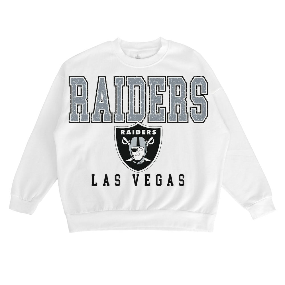 Las Vegas Raiders Gameday Couture Women's Sunday Drives Oversized Crewneck Pullover Sweatshirt – White