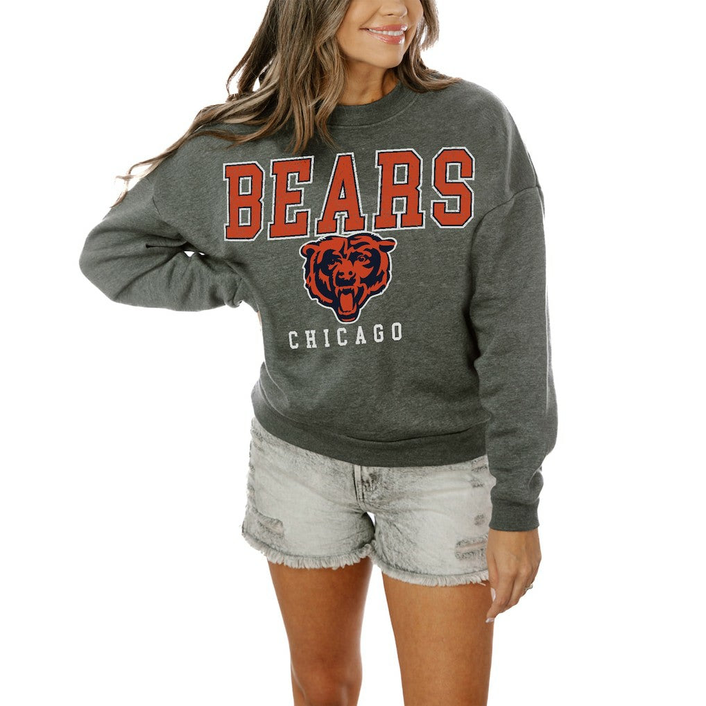 Chicago Bears Gameday Couture Women's Oversized Bring The Energy Pullover Sweatshirt – Charcoal