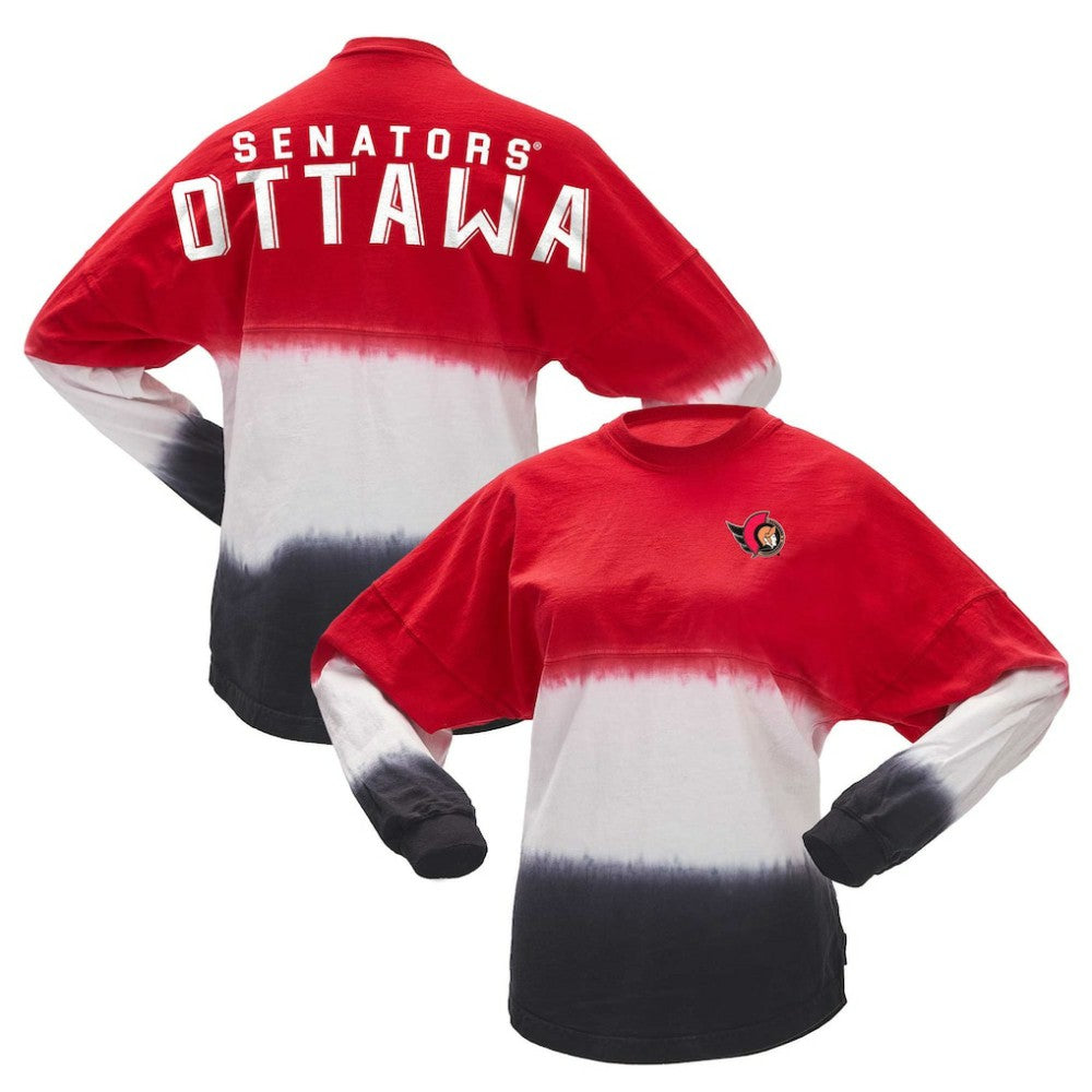 NHL Ottawa Senators Fanatics Women's Ombre Long Sleeve T-Shirt - Red/Black