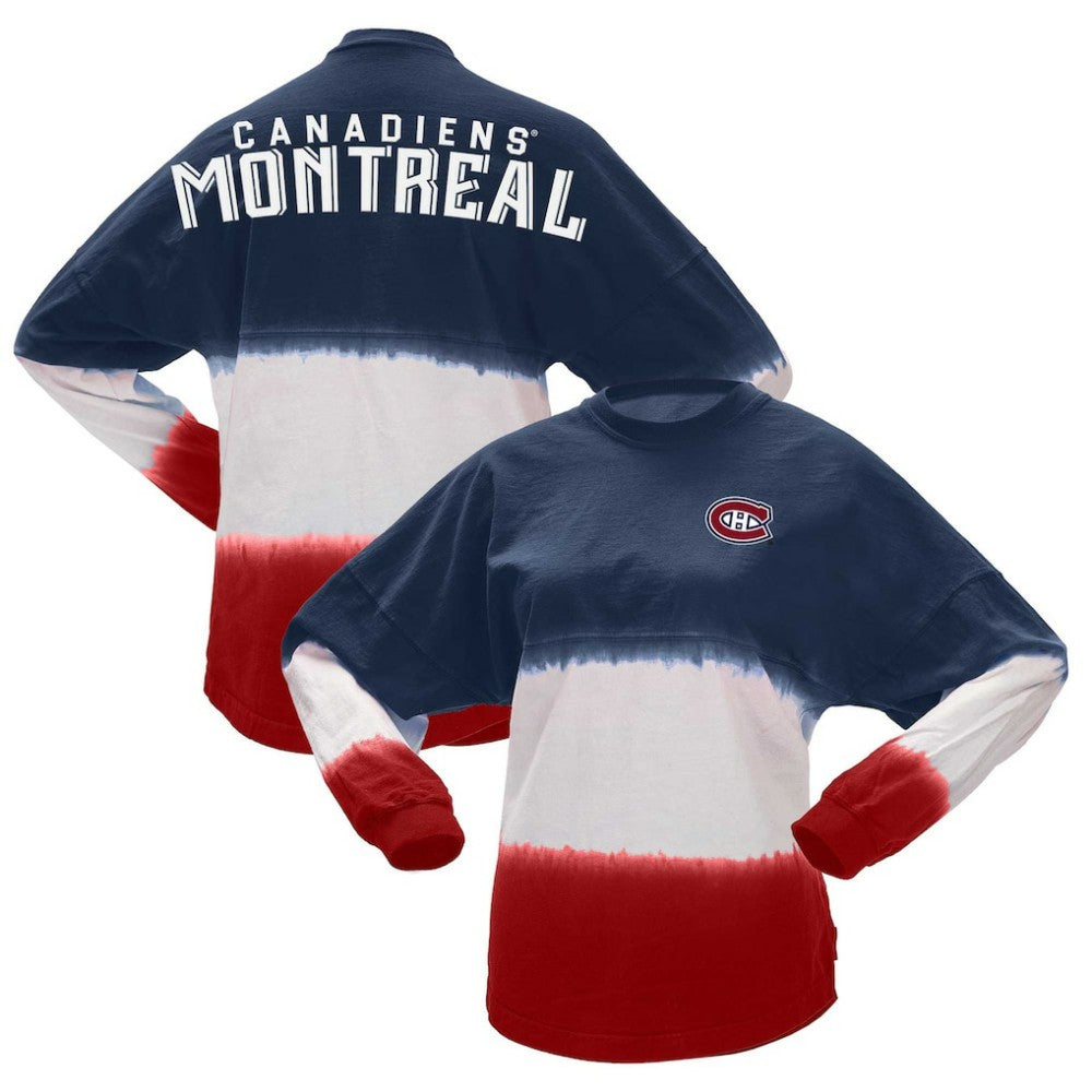 NHL Montreal Canadiens Fanatics Women's Ombre Long Sleeve T-Shirt - Navy/Red