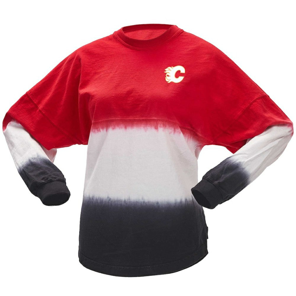 NHL Calgary Flames Fanatics Women's Ombre Long Sleeve T-Shirt - Red/Black