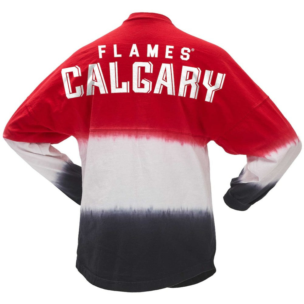 NHL Calgary Flames Fanatics Women's Ombre Long Sleeve T-Shirt - Red/Black