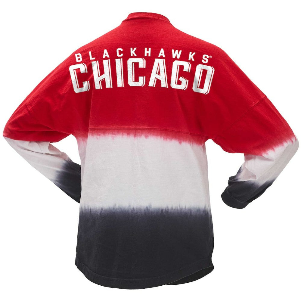 NHL Chicago Blackhawks Fanatics Women's Ombre Long Sleeve T-Shirt - Red/Black