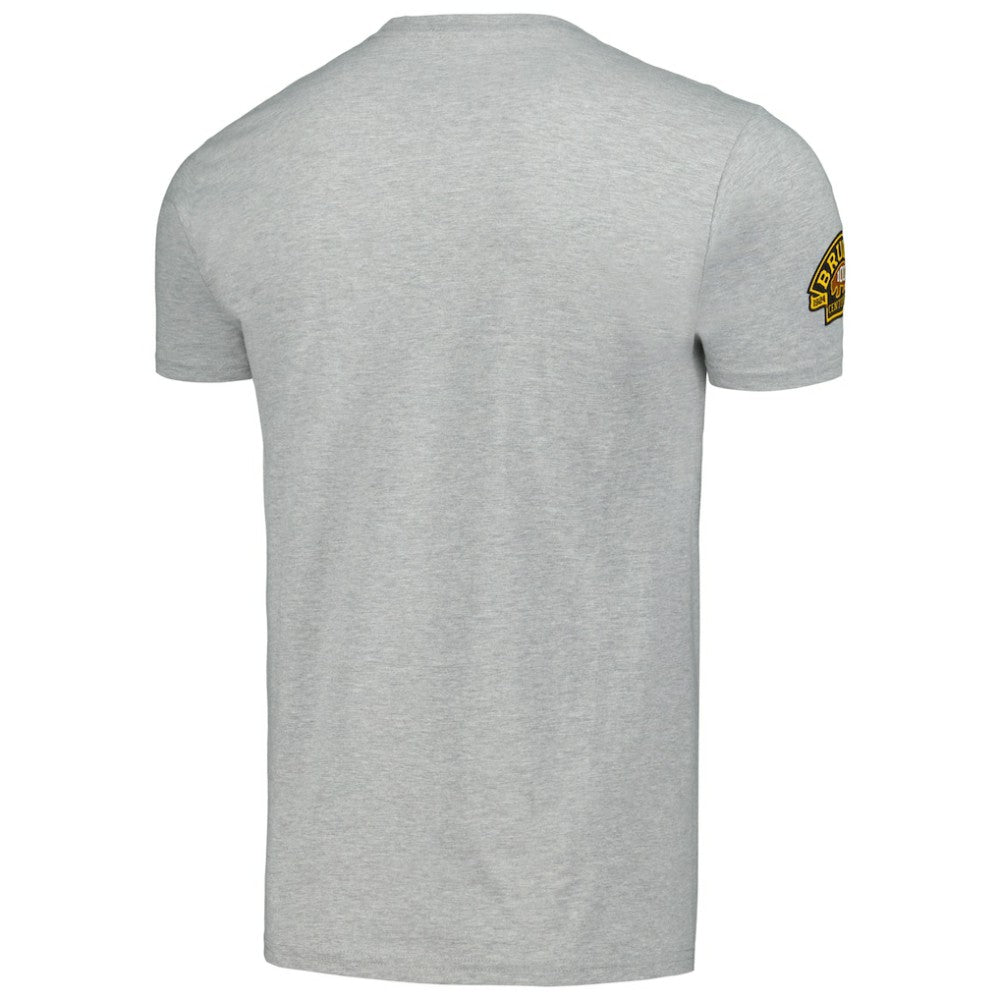 NHL Boston Bruins Mitchell & Ness 100th Anniversary Script Sweep T-Shirt - Heather Gray